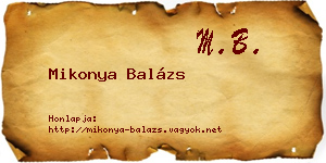 Mikonya Balázs névjegykártya